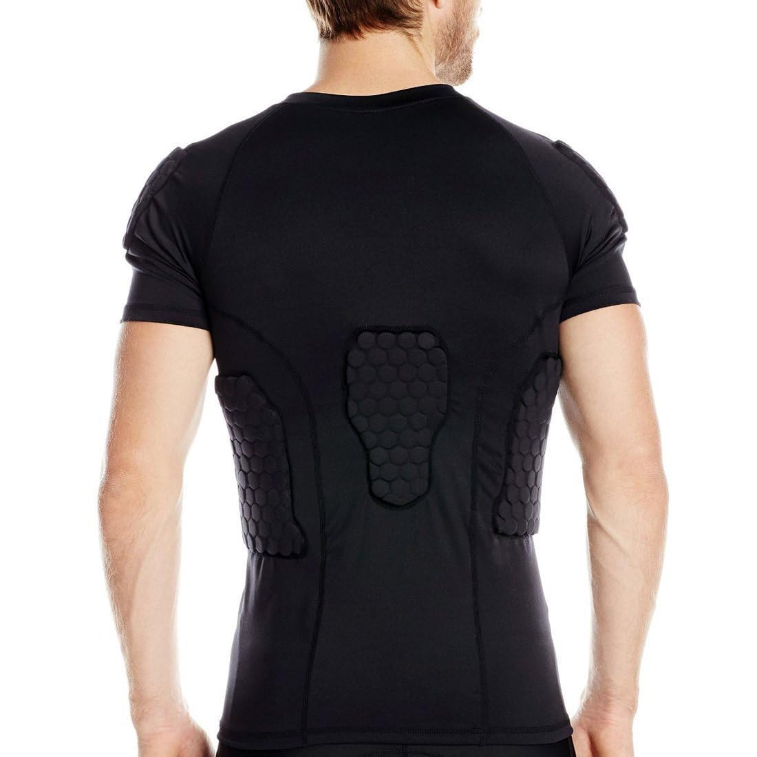 DGYAO Men's Padded Compression Shirt | Rugby Chest & Rib Protector
