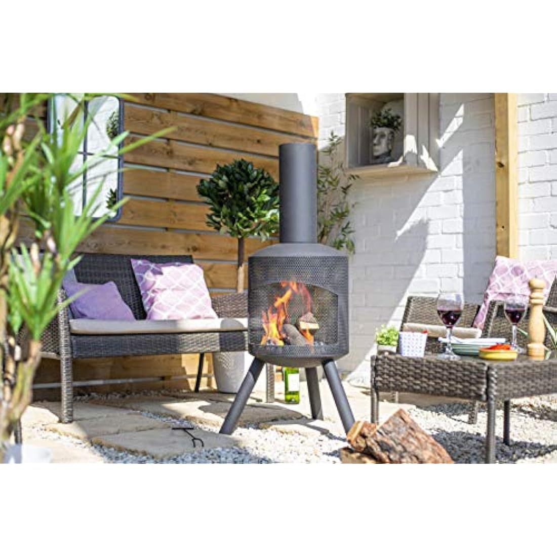 Jolof Store Santana Mesh Body Chimenea – Durable Steel Outdoor Fireplace