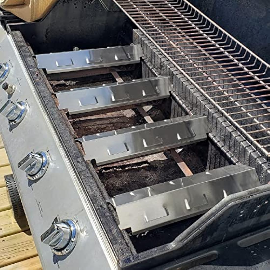 GFTIME 37CM Stainless Steel Heat Plate for Nexgrill & Charbroil, 4 Pack