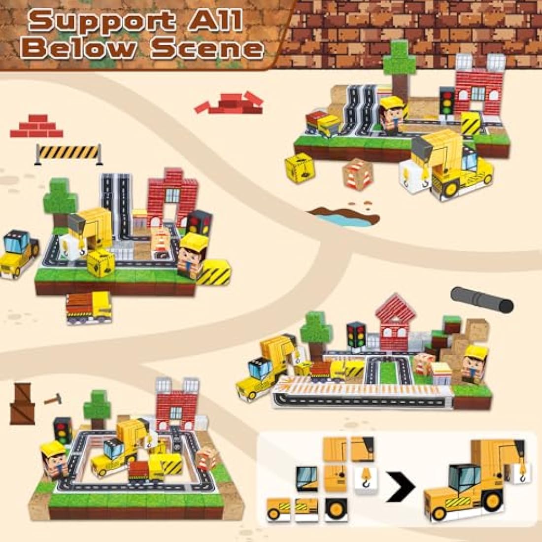 Annexfun 100PCS Magnetic Building Blocks – STEM Road & Car Construction Toy