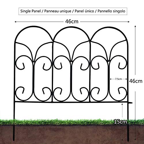 Amagabeli Metal Garden Fence Panels | 5-Pack Rustproof Wrought Iron Edging