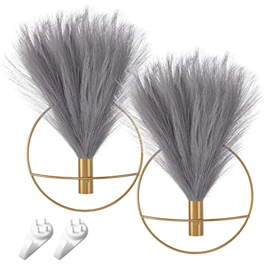 Metal Ring Wall Vase with Artificial Pampas Grass - 2 Pack