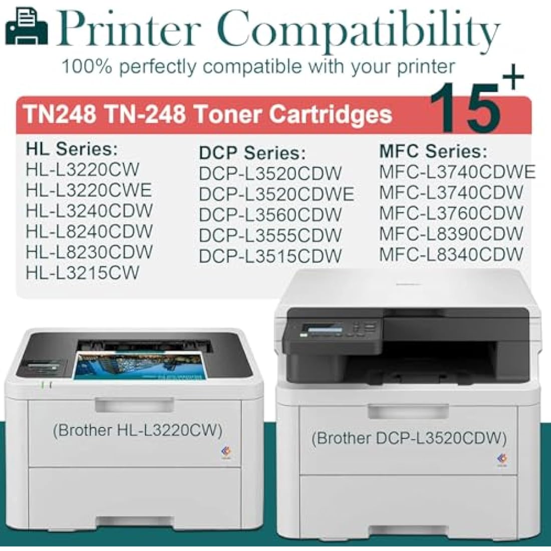 HenceBuy TN248 Compatible Toner Cartridges for Brother Printers | 4 Pack