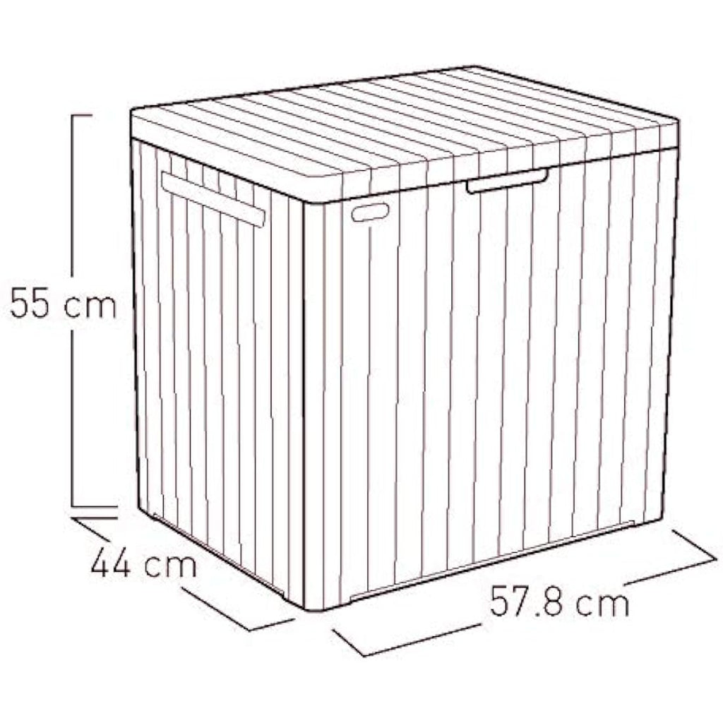 Keter City 113L Outdoor Garden Storage Box – Grey Wood Effect Resin