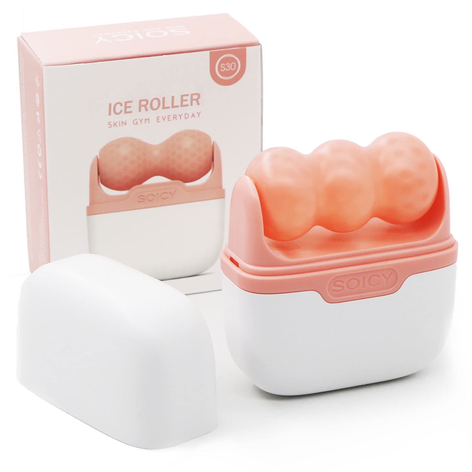 2-in-1 Ice Roller for Face and Eyes with Travel Case - Pink