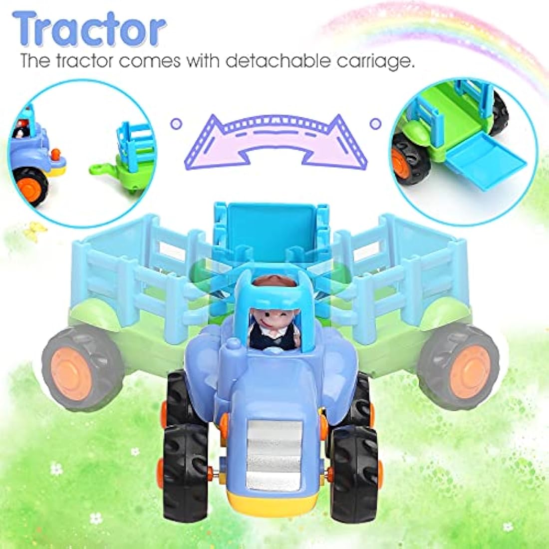 Friction Powered Push and Go Toy Cars for Toddlers, 3-Pack