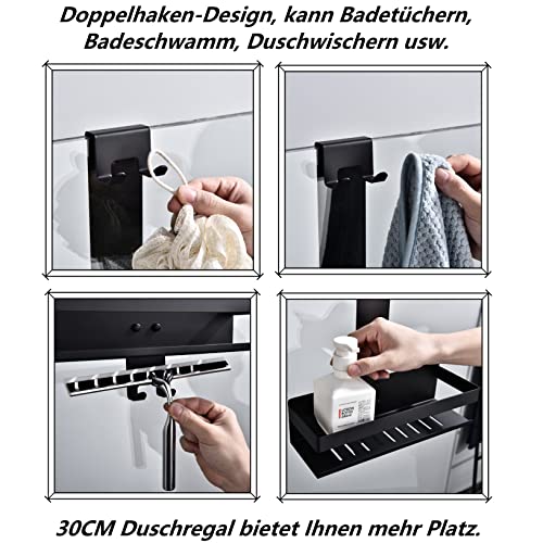 HomeHeng 2-Tier Hanging Shower Caddy | Matte Black SUS304 Stainless Steel