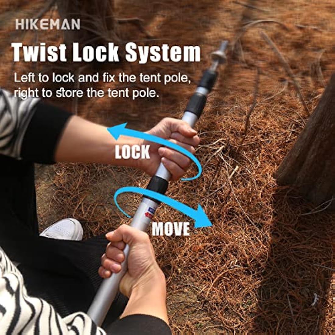 HIKEMAN Adjustable Aluminum Tarp Poles | Telescoping 90-230cm Tent Poles