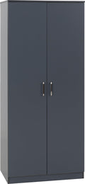 Seconique Dakota 2 Door Wardrobe – Dark Grey Minimalist Bedroom Storage