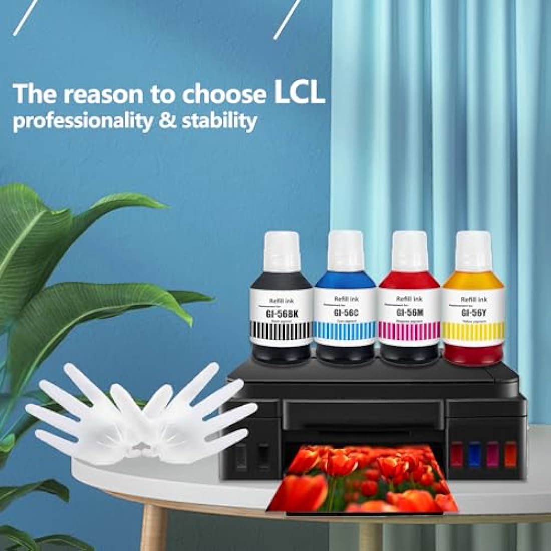 LCL GI-56 Compatible Ink Bottle Set for Canon MAXIFY GX7050 GX6050 – 4 Pack