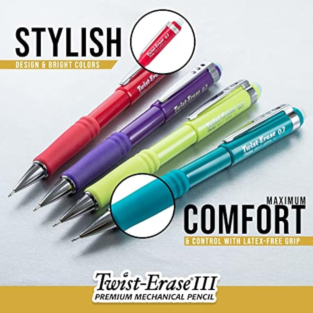 Pentel Twist-Erase Mechanical Pencil, 0.5mm, Black, Pack of 12 | QE515A