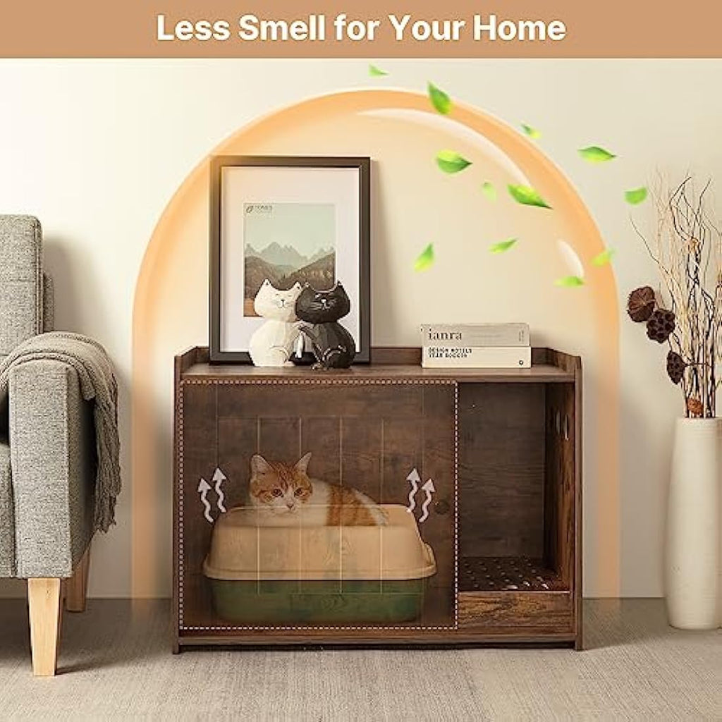 Wooden Cat Litter Box Enclosure – Hidden Indoor Cat House