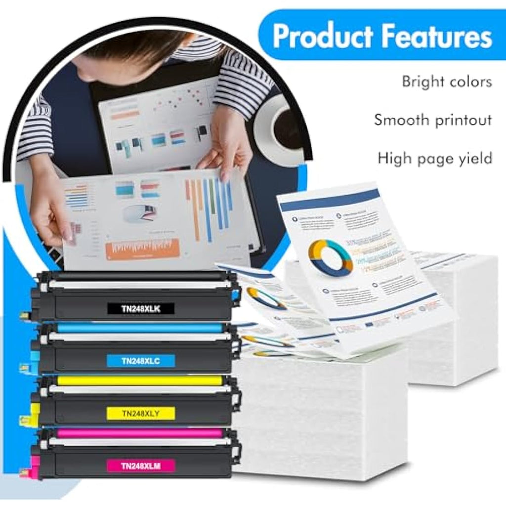 Jolof Store TN248XL Compatible Toner 4-Pack for Brother MFC-L3760CDW
