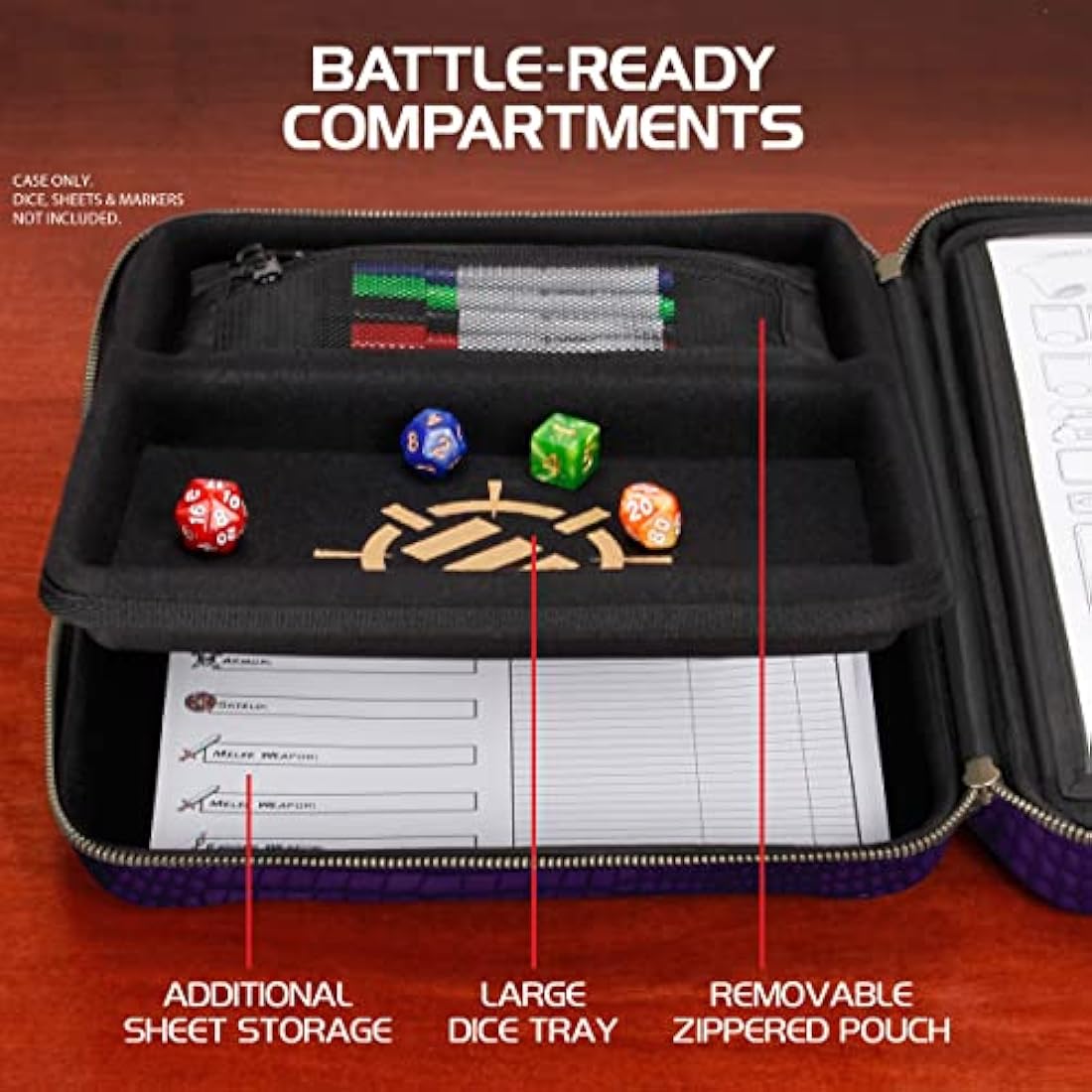 ENHANCE RPG Organizer Case – DnD Character Binder & Dice Storage