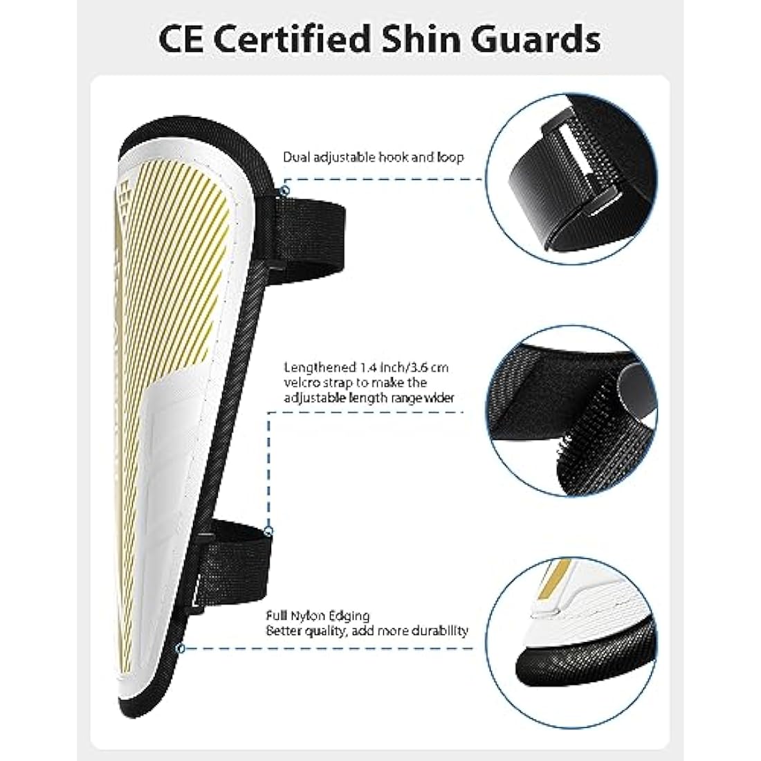 AirsFish Kids Football Shin Guards - CE Certified Soccer Shin Pads