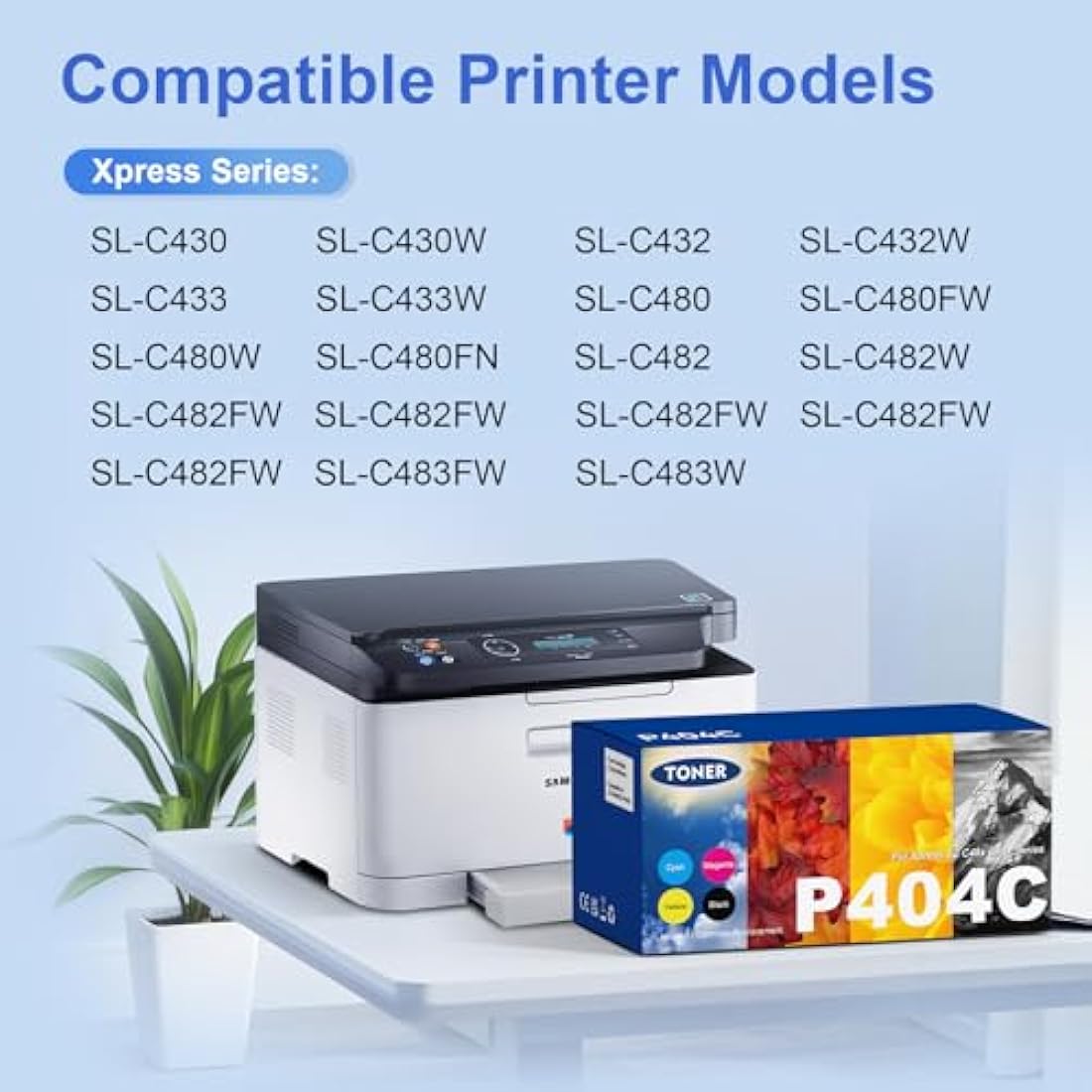 ONLYU Compatible Samsung CLT-P404C Toner for Xpress SL-C430W C480FW (4-Pack)