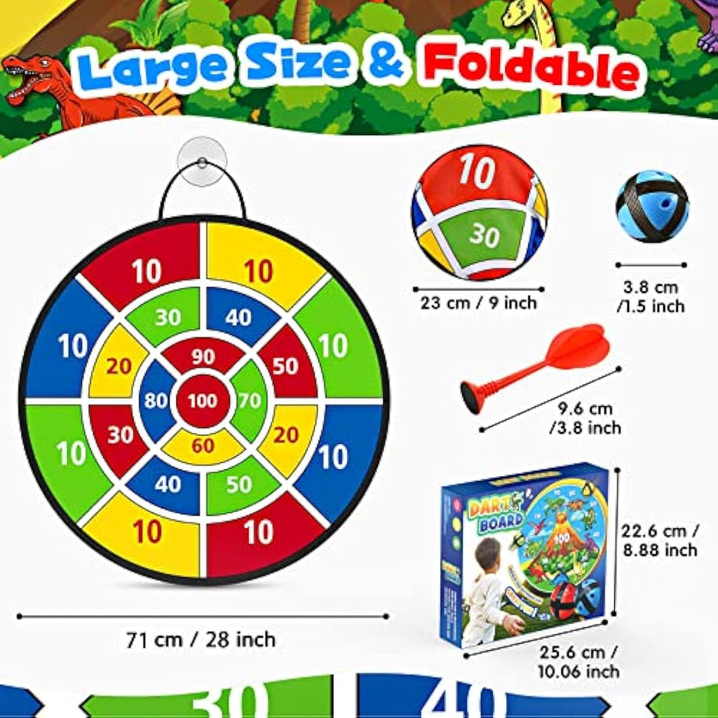 26" Double-Sided Kids Dart Board Set with 12 Velcro Balls