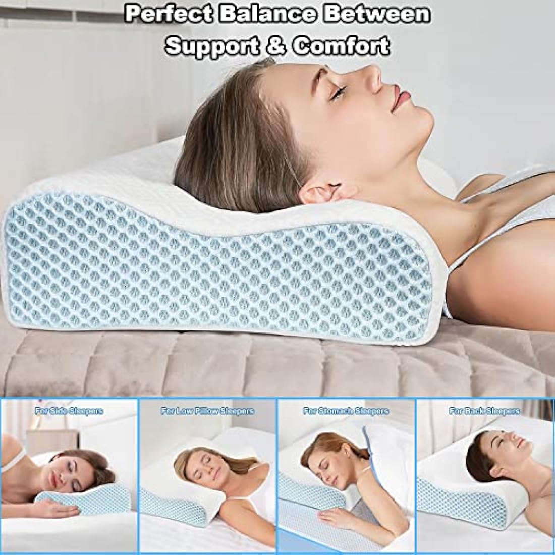 Jolof Store Memory Foam Cervical Pillow – Ergonomic Cooling Neck Support