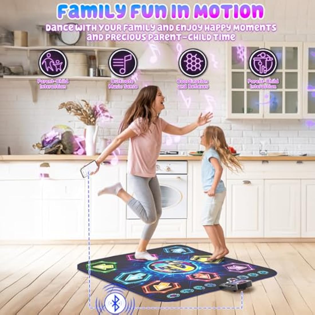 Surelect 8-Button Light Up Dance Mat with Bluetooth for Kids 3-12
