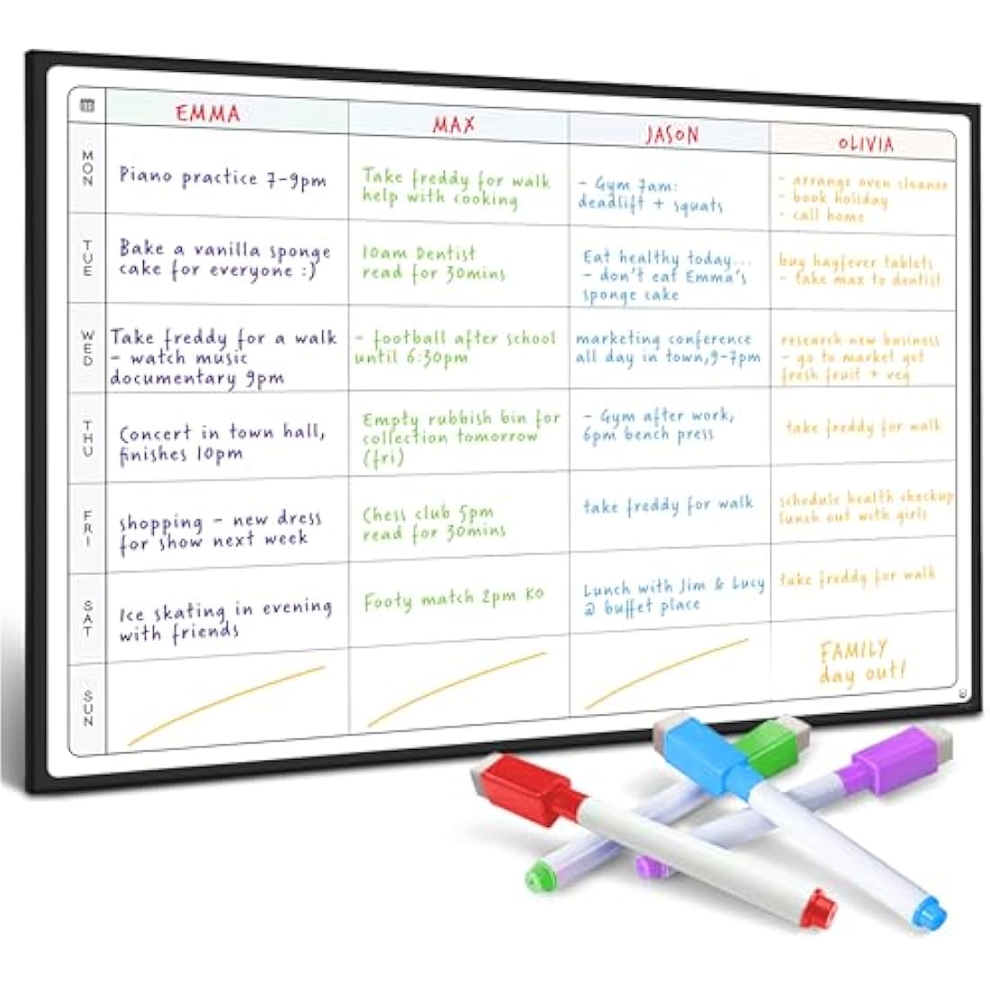 Smart Panda Magnetic Weekly Planner Whiteboard | A3 Fridge Meal Chart