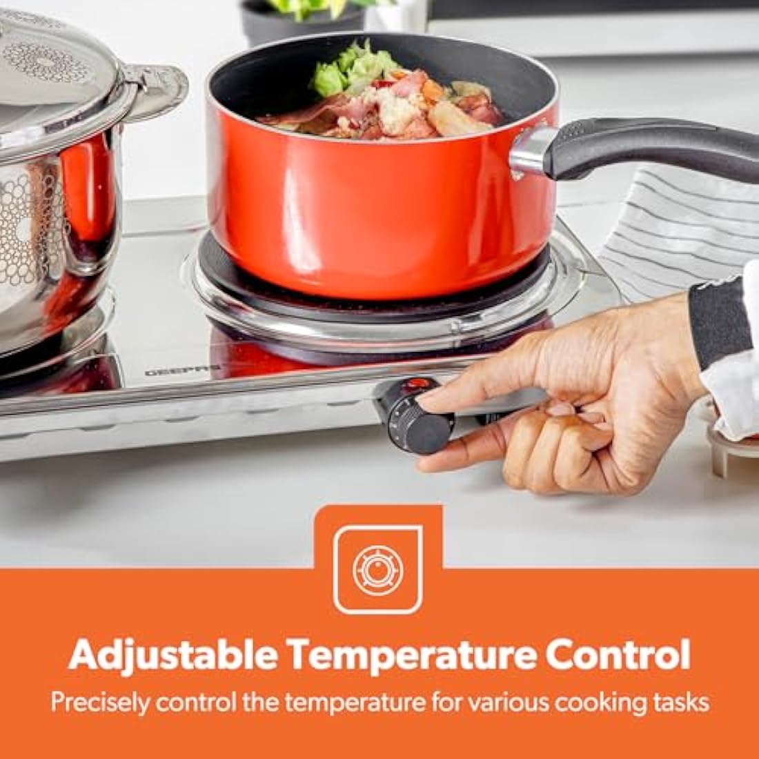 Geepas 2500W Double Hot Plate – Portable Electric Hob with Cast Iron Burners