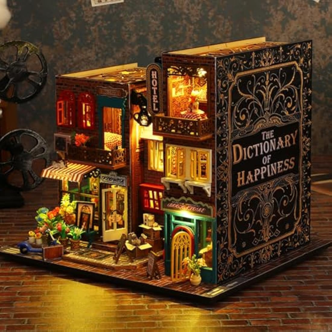 Shylamb DIY Book Nook Kit – Scarbrough 3D Wooden Puzzle Bookend with LED