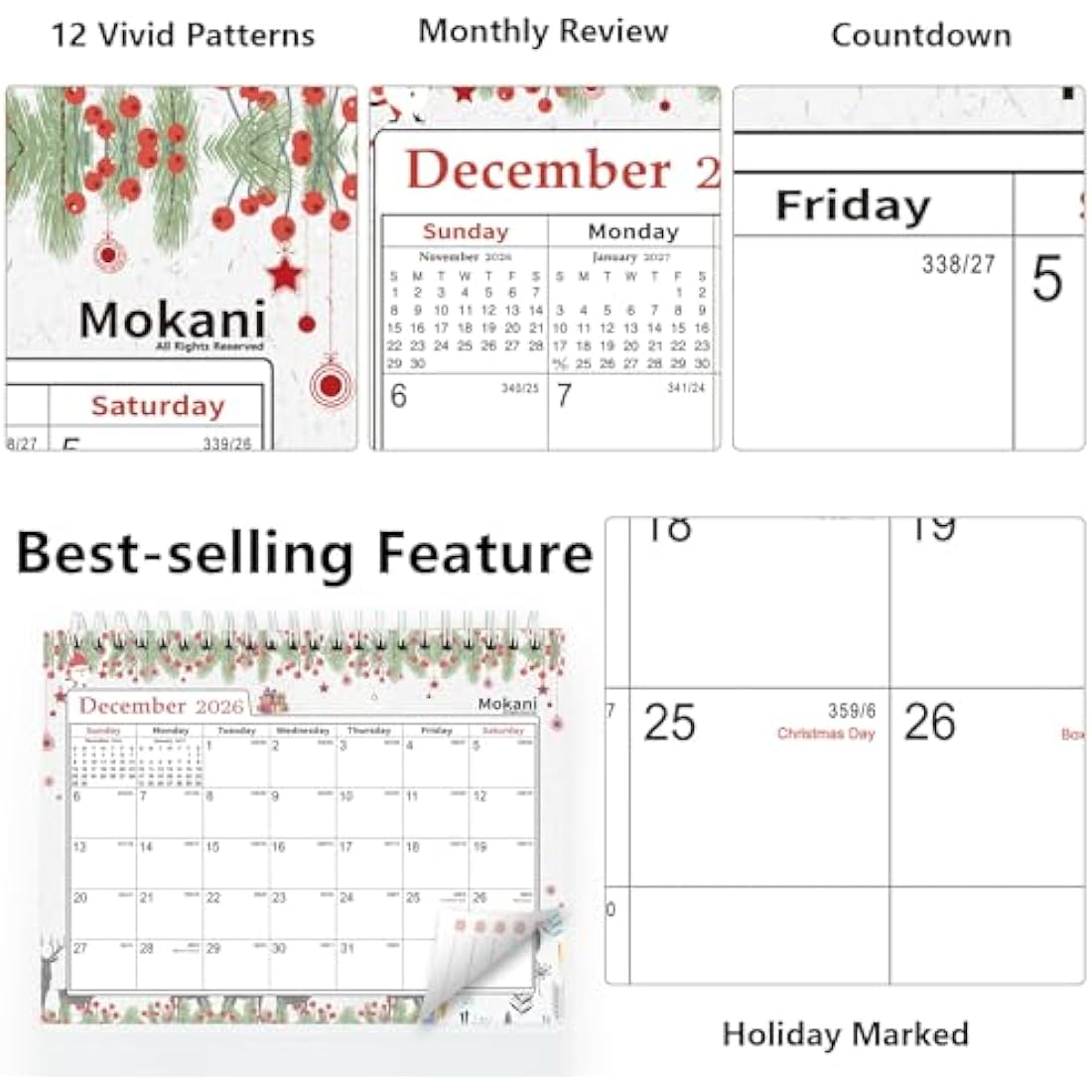 MOKANI 2025-2026 Desk Calendar | Small Academic Monthly Planner