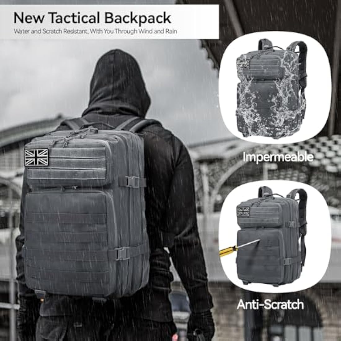 Delgeo 45L Military Tactical Backpack – Waterproof Molle Assault Pack