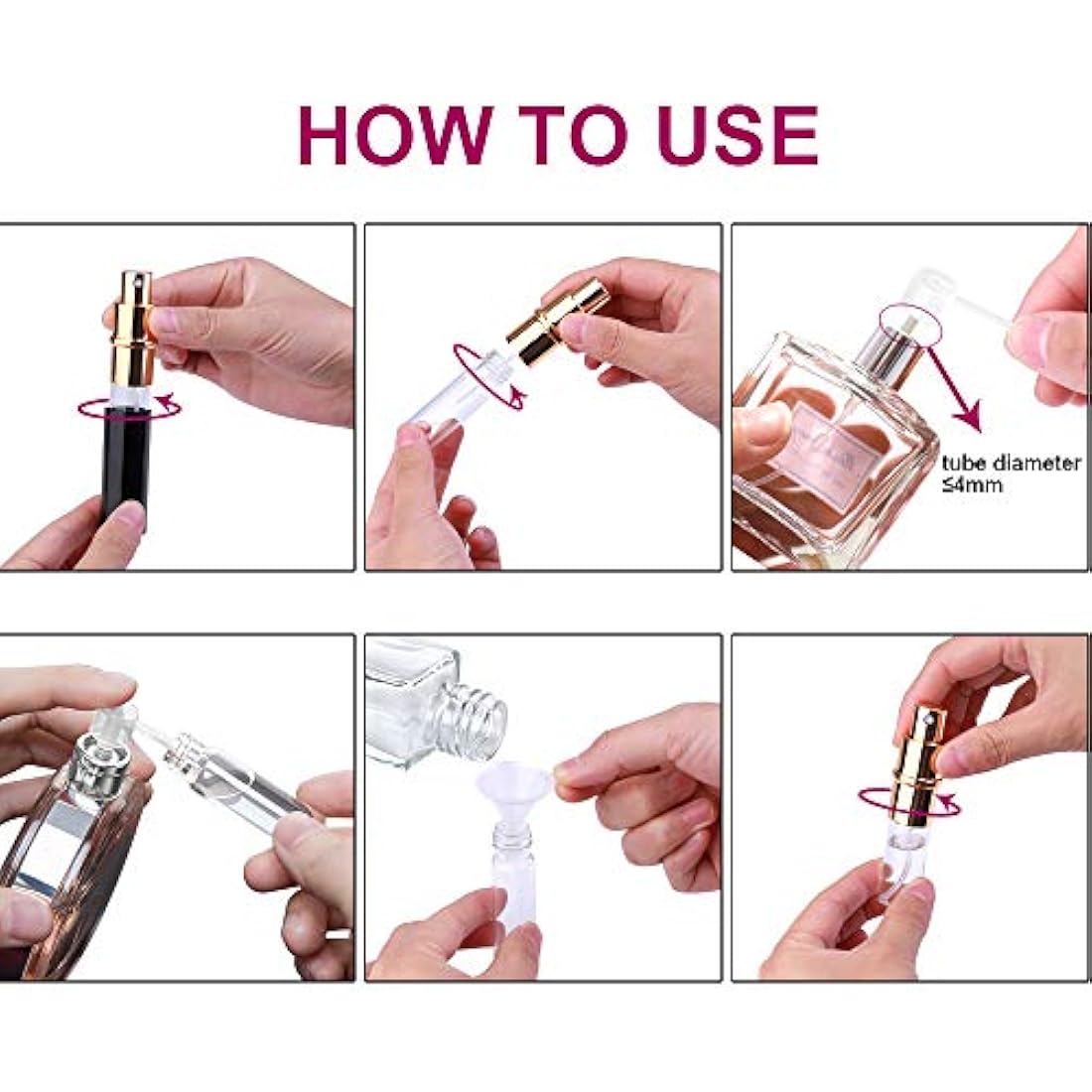 Refillable Perfume Atomiser - 10ml Portable Travel Spray 3pk