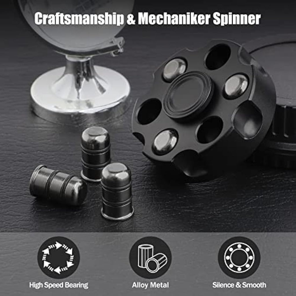 Metal Fidget Spinner – Black Alloy Sensory Desk Toy