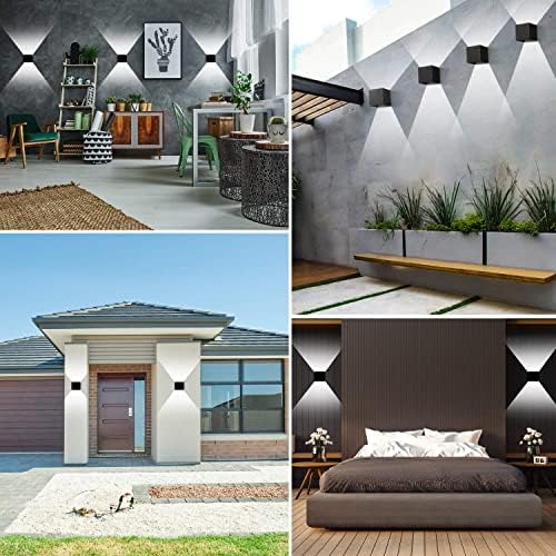 CANMEIJIA LED Outdoor Wall Lights | 12W IP65 Waterproof Black Sconce 4-Pack