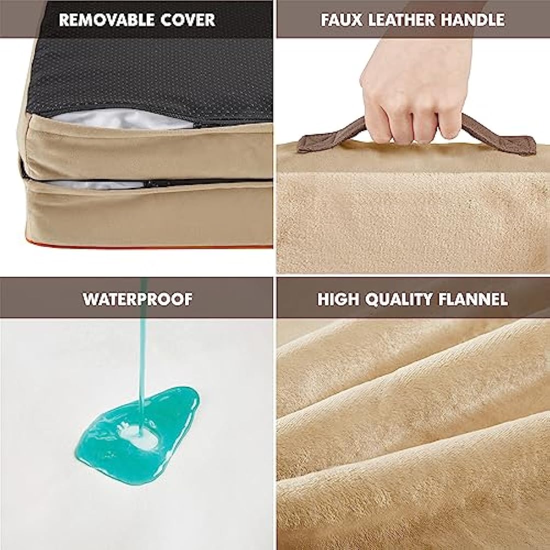 Orthopedic Memory Foam Dog Bed – Waterproof Sofa, Khaki