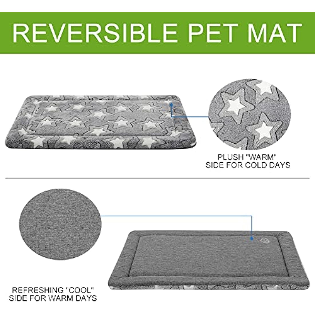 EMPSIGN Large Dog Bed – Reversible Washable Cooling Crate Mattress