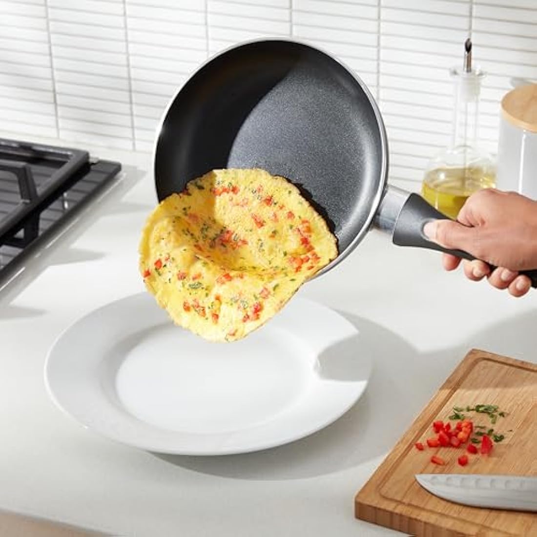 Non-Stick Frying Pan Set – 3-Piece Aluminum Cookware, Black