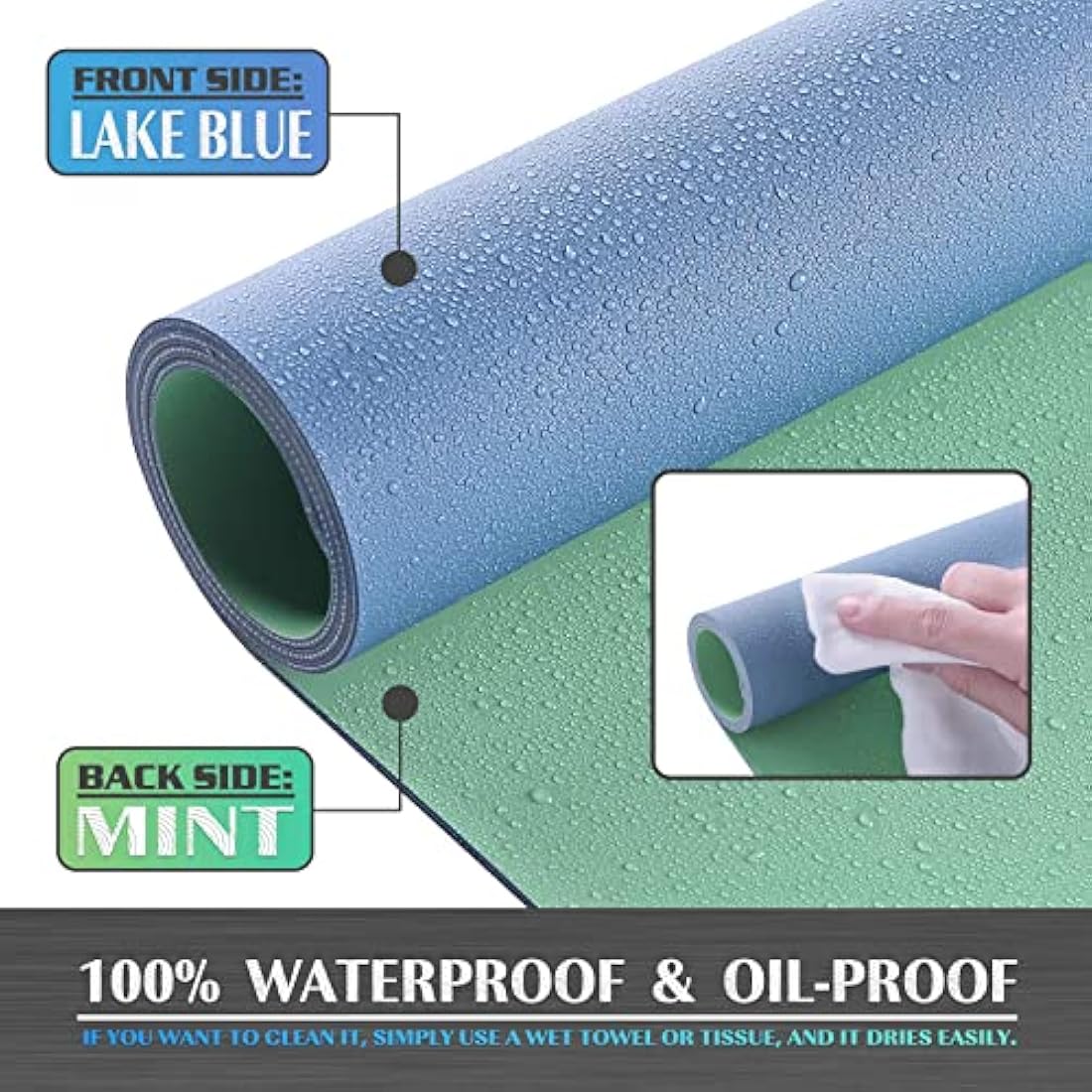 Knodel Leather Desk Pad | Large PVC Mouse Mat & Desk Protector, Lake Blue