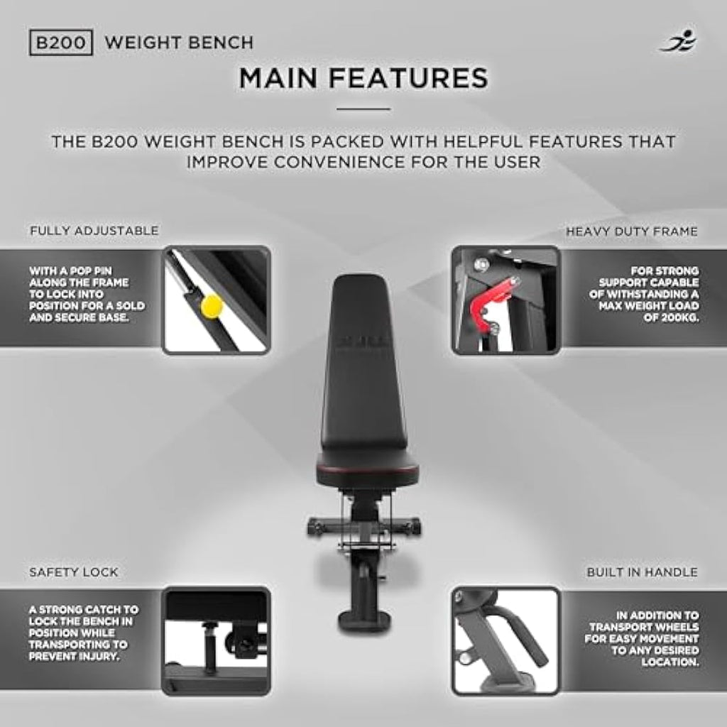 JLL B200 Adjustable Weight Bench – Foldable 200kg Heavy-Duty Home Gym