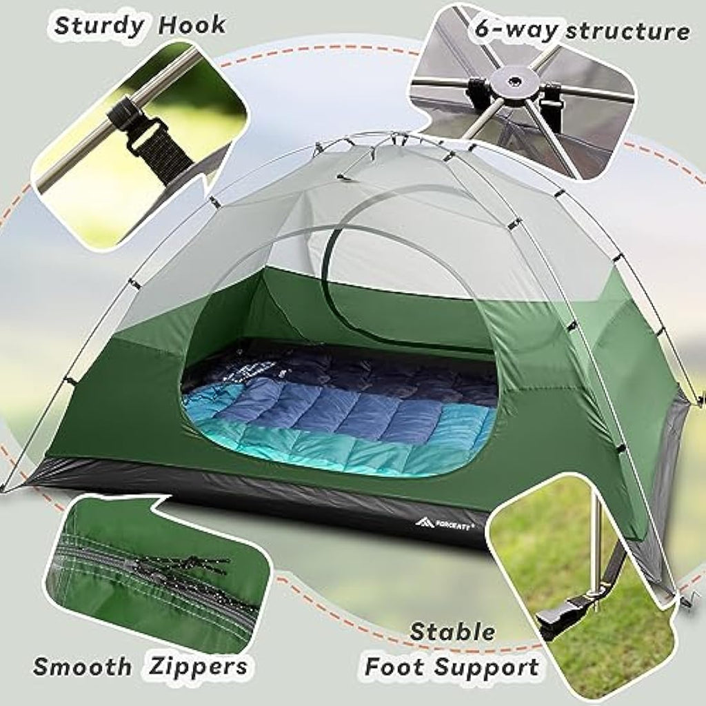 Forceatt 3-Person Camping Tent | Waterproof PU3000mm Lightweight Dome Tent
