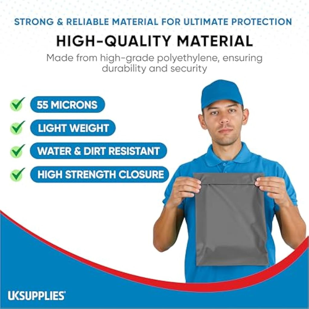 Jolof Store Grey Mailing Bags – Waterproof XL Self-Seal Envelopes (50 Pack)