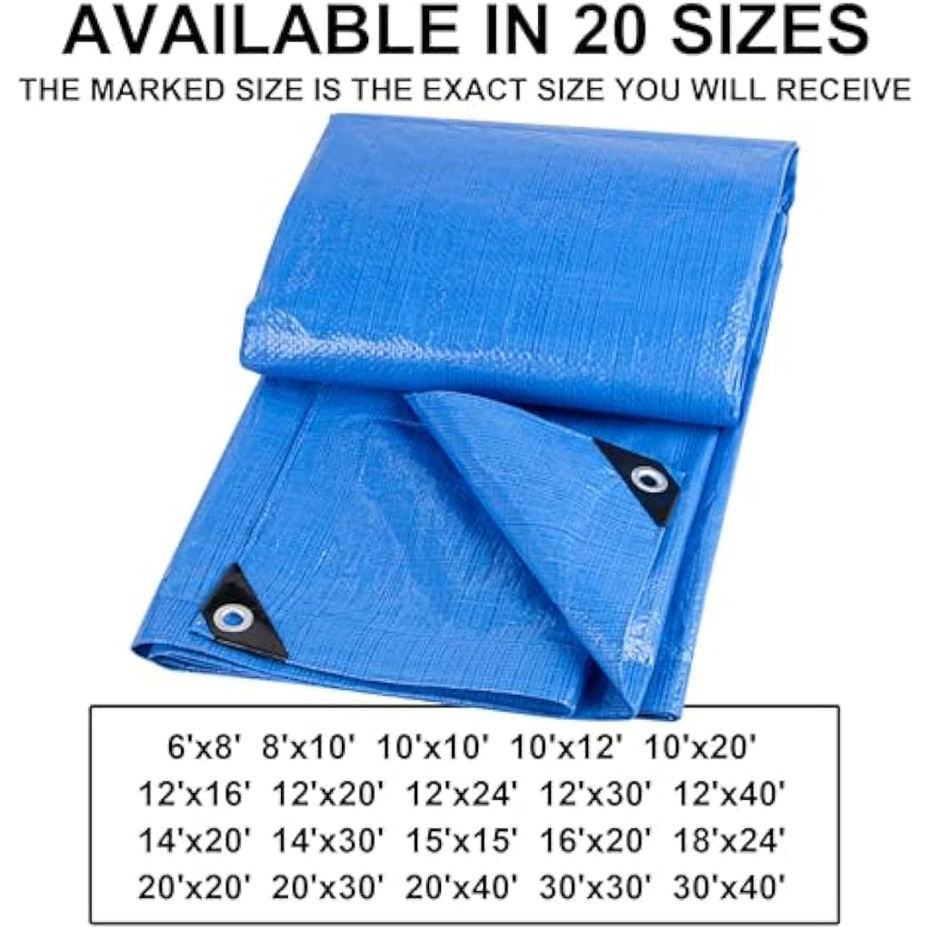 Blue Poly Tarp – 12x30 Ft Waterproof Protective Cover