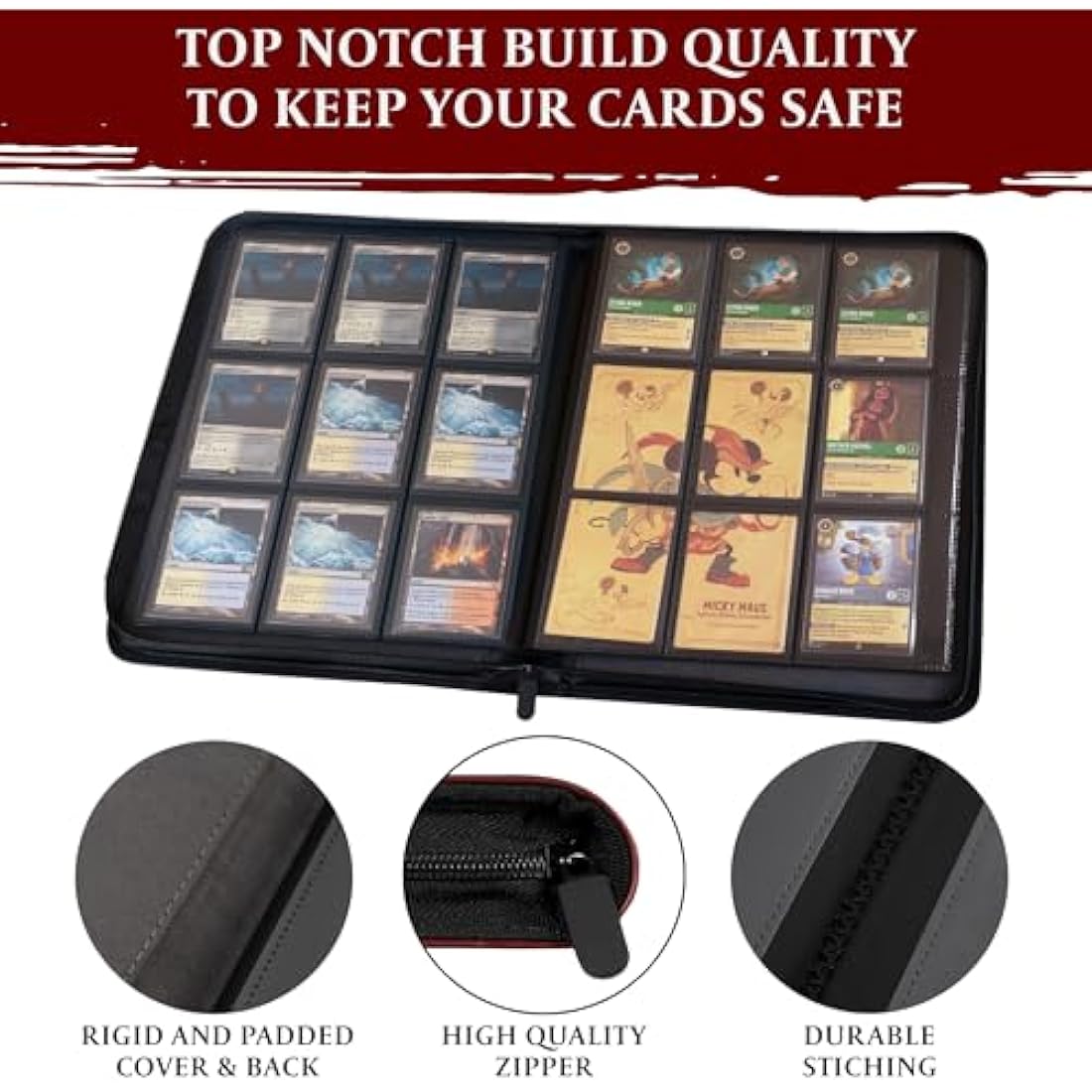 9-Pocket TCG Binder – 3D PU Leather Trading Card Album, Blue