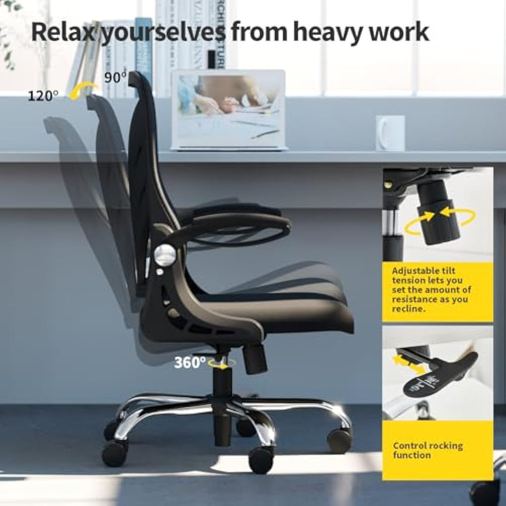HOLLUDLE Ergonomic Mesh Office Chair – Foldable Backrest & Lumbar Support