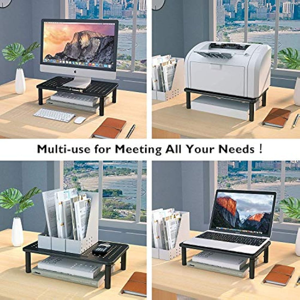 BONTEC Metal Monitor Stand | Height Adjustable Desk Riser (2 Pack)