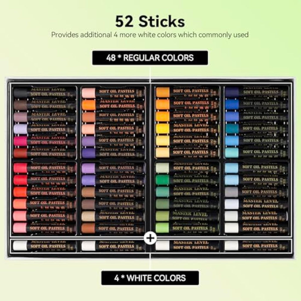 Lightwish Professional Oil Pastels – 52 Vibrant Colors for Artists