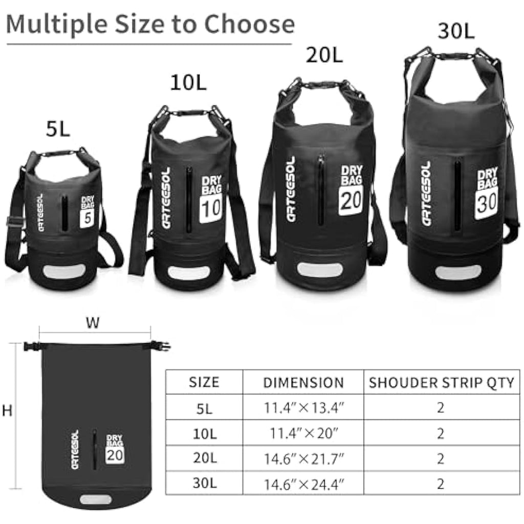 Arteesol Waterproof Dry Bag | 5L-30L Storage for Kayaking & Boating