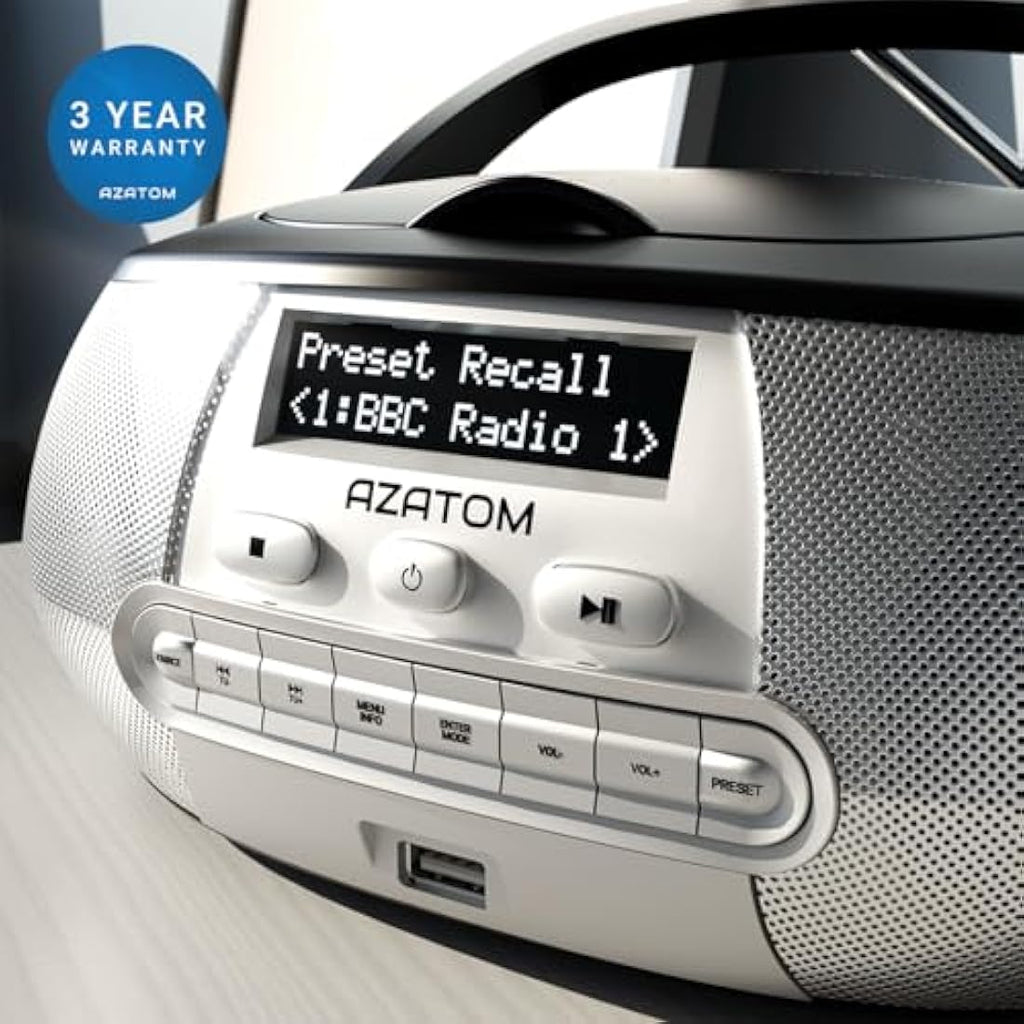 Azatom Zenith Z2 Portable CD Player | DAB/DAB+ Radio, Bluetooth & USB