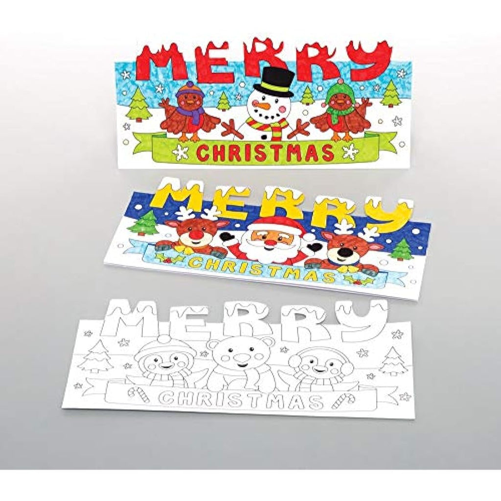 Baker Ross Christmas Pop-Up Colouring Cards for Kids (Pack of 10)