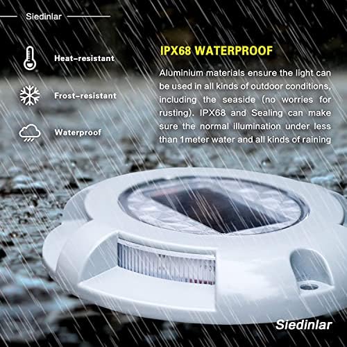 Siedinlar Solar Deck Lights – IP68 Waterproof Aluminum Ground Lights, 12 Pack