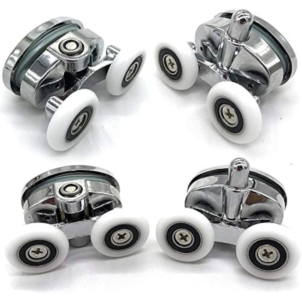 YUANQIAN Twin Wheel Shower Door Rollers | 25mm Oval Butterfly Set of 4