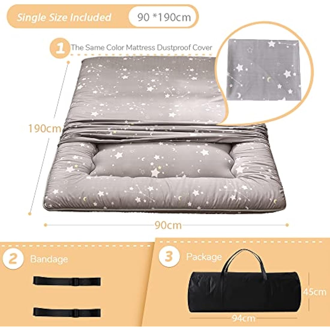 MAXYOYO Japanese Floor Mattress – Memory Foam Foldable Futon, Single