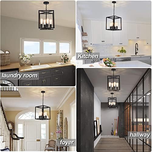 Jolof Store Industrial Metal Cage Chandelier – 4-Light Farmhouse Pendant